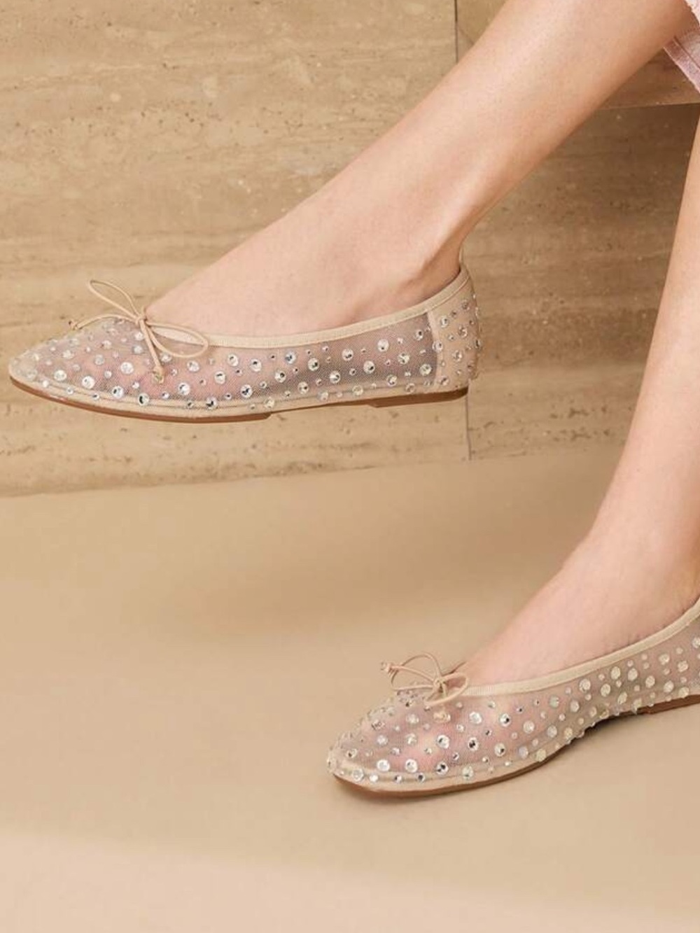 MOTF Nude Crystal Mesh Ballet Flats